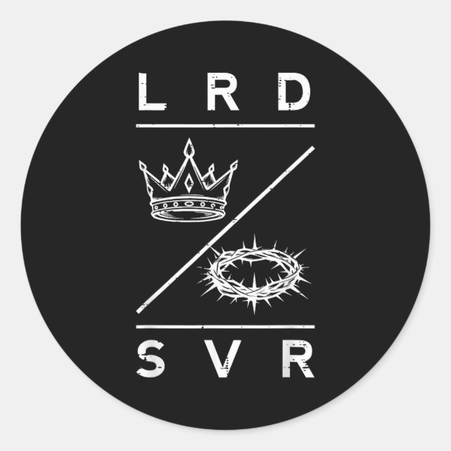 Lord Saviour Crown Christian God Jesus Bible Men W Classic Round Sticker (Front)