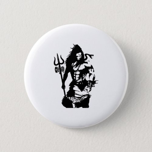 Lord Shiva Art Angry Trishul Button