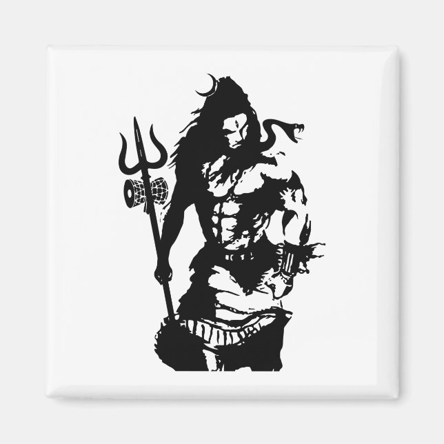 Lord Shiva Art Angry Trishul Magnet (Front)