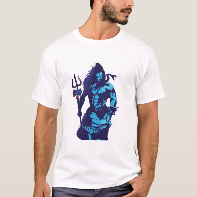 Lord Shiva Art Angry Trishul Mahadev Hindu god T-Shirt (Front)