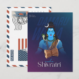Lord shiva for maha shivratri celebration holiday postcard