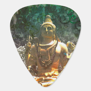 Lord Shiva/ Green Abstract Pattern Guitar Pick