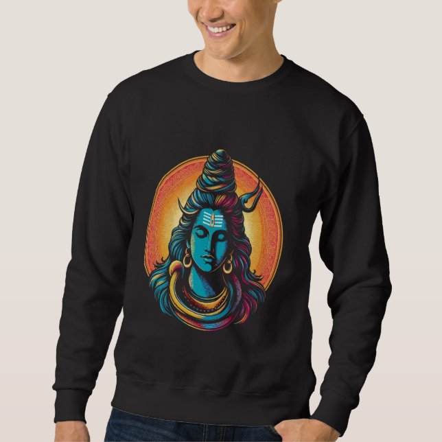 Lord Shiva Hindu God Mahadeva Trident Hinduism Dev Sweatshirt (Front)