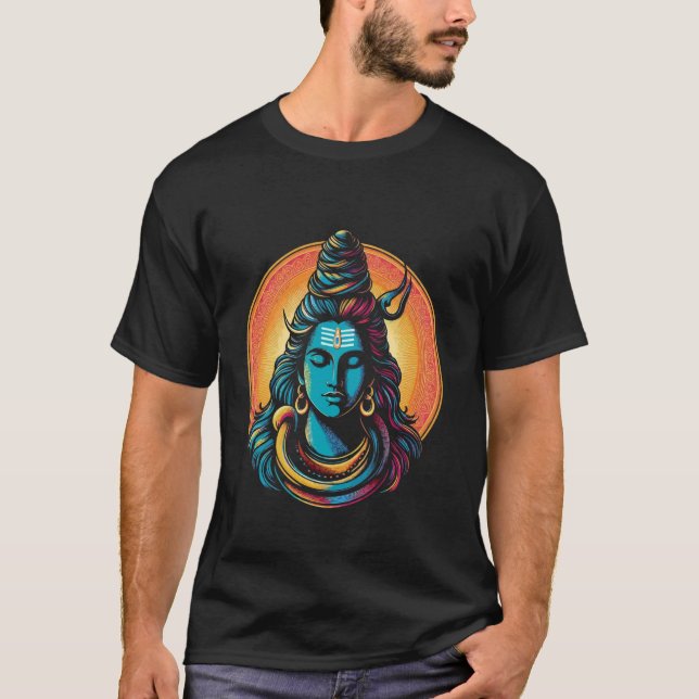 Lord Shiva Hindu God Mahadeva Trident Hinduism Dev T-Shirt (Front)