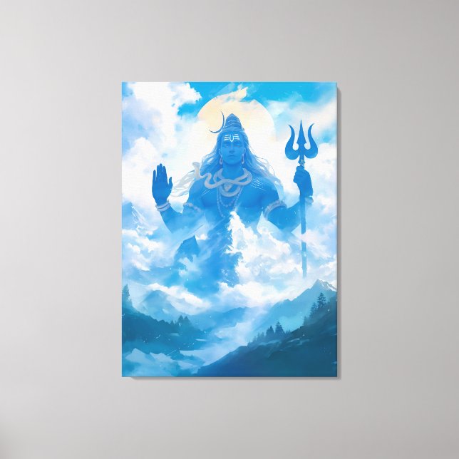 Lord Shiva in Kailasa Canvas Wall Art (Front)