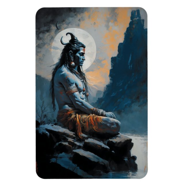 Lord shiva meditating, housewarming, gift, idea magnet (Vertical)
