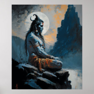 Lord shiva meditating, housewarming, gift, idea poster