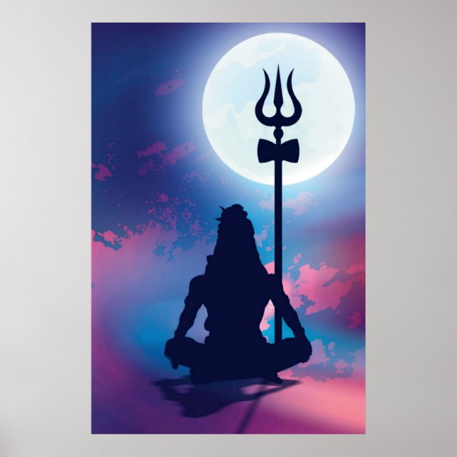 Lord Shiva Meditating Wall Art (Front)