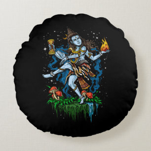 Lord Shiva Nataraja Dancing Hindu God Round Pillow