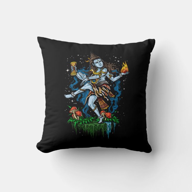 Lord Shiva Nataraja Dancing Hindu God Throw Pillow (Front)