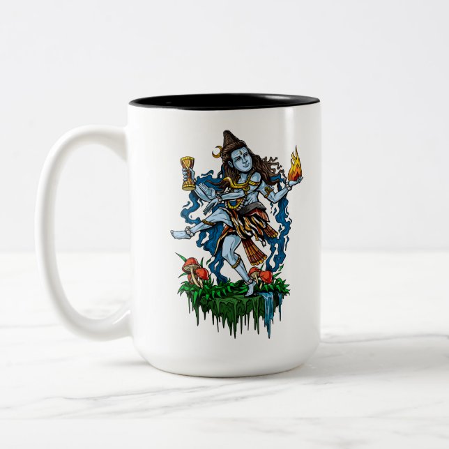 Lord Shiva Nataraja Dancing Hindu God Two-Tone Coffee Mug (Left)