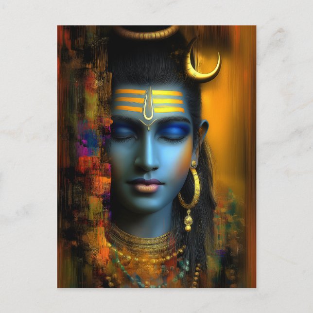 Lord Shiva Print: Modern Abstract Visionary Art Postcard (Front)