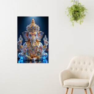 Lord Shree Ganesha Crystal & Diamond Sculpture Foam Board