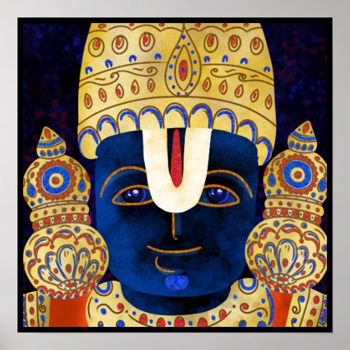 Lord Vishnu Tirupati Perumal Hindu God Painting Poster