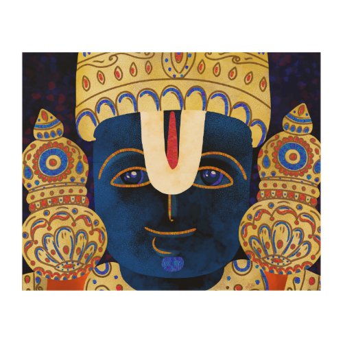 Lord Vishnu Tirupati Perumal Hindu God Painting Wood Wall Art