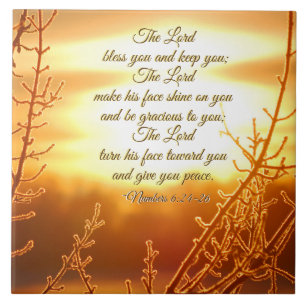 Lord's Blessing Numbers 6:24-26 Bible Verse Ceramic Tile
