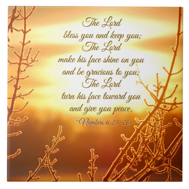 Lord's Blessing Numbers 6:24-26 Bible Verse Ceramic Tile (Front)