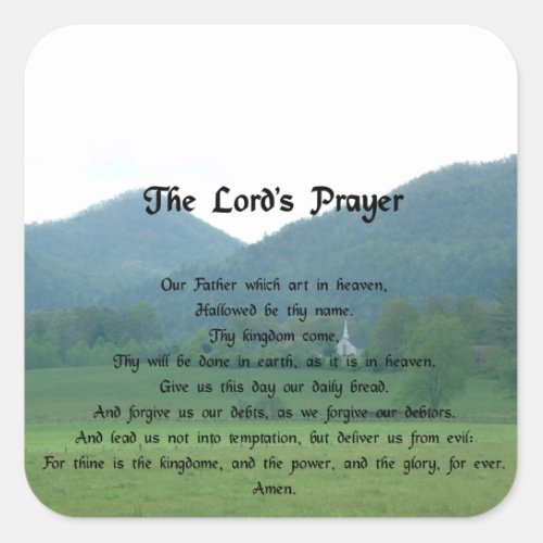 Lords Prayer at Wolf Fork Valley Square Sticker