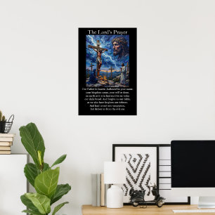 Lord's Prayer Crucifixion Calvary Lightning Storm Poster