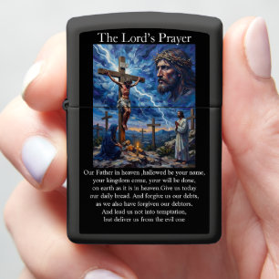 Lord's Prayer Crucifixion Calvary Lightning Storm Zippo Lighter
