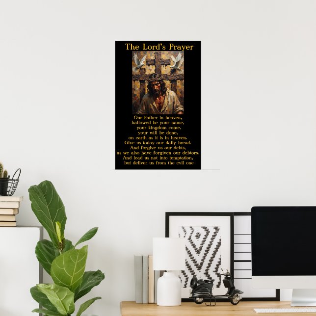 Lord's Prayer Crucifixion Grace Redemption Artwork Poster (Home Office)