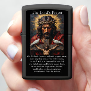 Lord's Prayer Crucifixion Holy Spirit White Doves Zippo Lighter