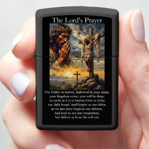 Lord's Prayer Crucifixion Praying Christ Sunrise Zippo Lighter