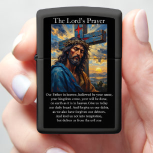 Lord's Prayer Crucifixion Sunrise Crown of Thorns Zippo Lighter