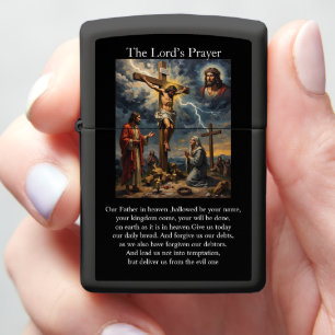 Lord's Prayer Crucifixion Witnesses Lightning  Zippo Lighter