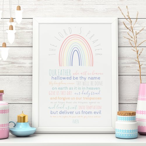 Lords Prayer For Kids With Rainbow Poster