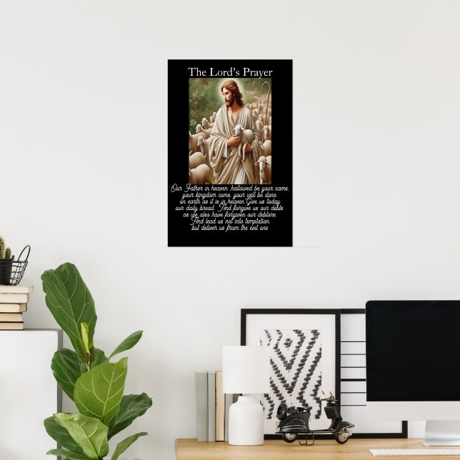 Lord's Prayer Good Shepherd Flock Artwork Poster (Home Office)