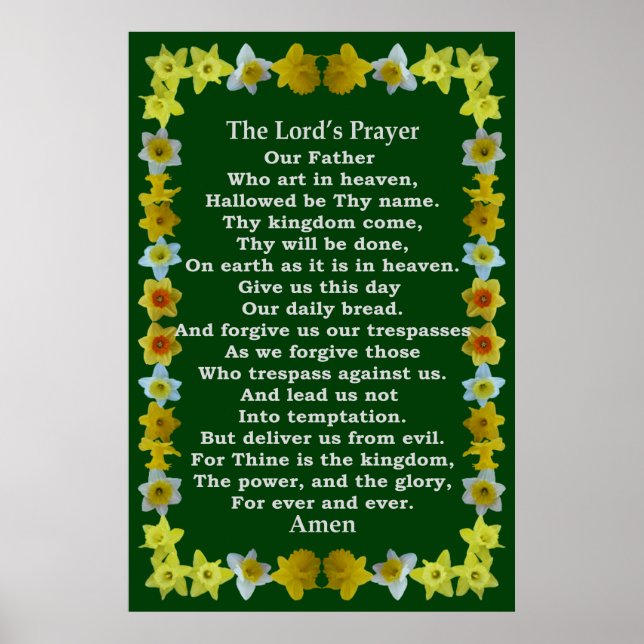 Lord's Prayer in a Daffodil Frame Poster (Front)