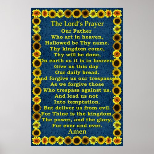 Lords Prayer in a Sunflower Frame Poster