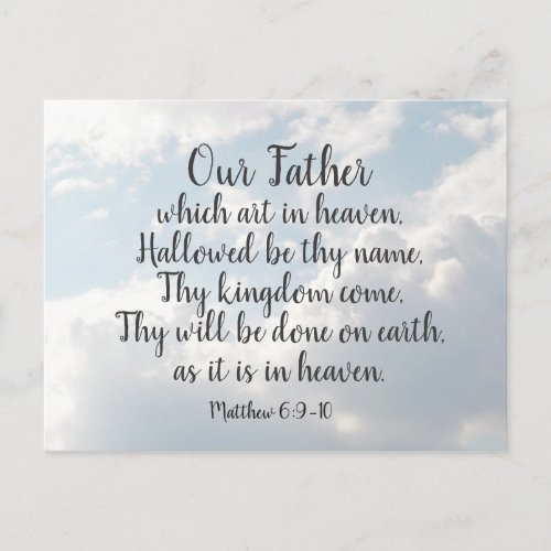 Lords Prayer Matthew 69_10 Our Father Postcard
