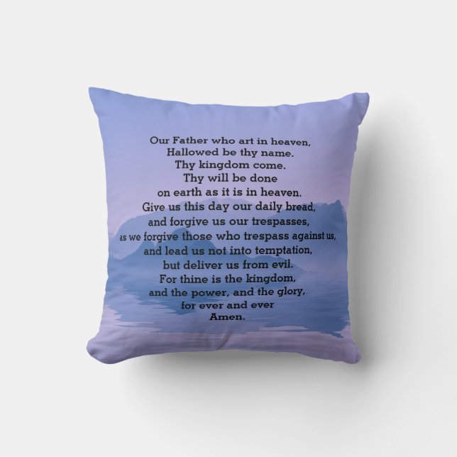 Lord's Prayer Mountain Throw Pillow (Front)