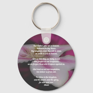 Lord's Prayer Our Father Clematis Inspirational Keychain