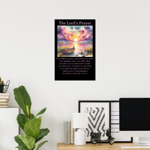 Lord's Prayer Serene Shoreline Artwork Poster