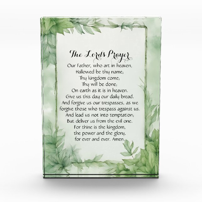 Lord's Prayer Watercolor Botanical Poster Print Acrylic Award (Front)