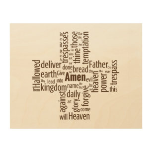 Lord's Prayer Word Cloud Wood Wall Art