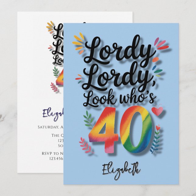 Lordy Lordy Look Who’s 40 Birthday Party Invitation (Front/Back)