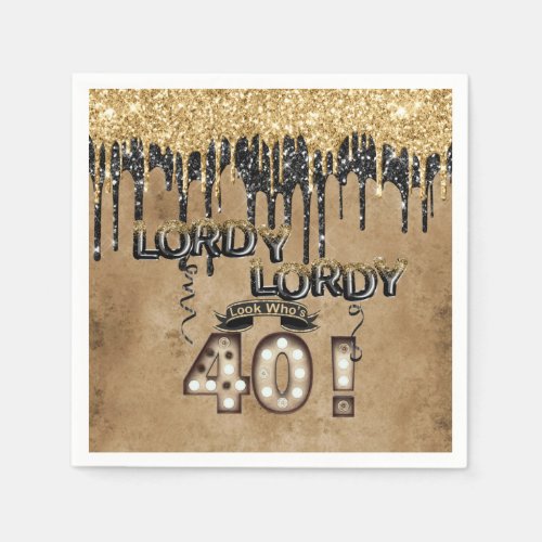 Lordy Lordy Look Whos 40 Birthday Balloons Napkins