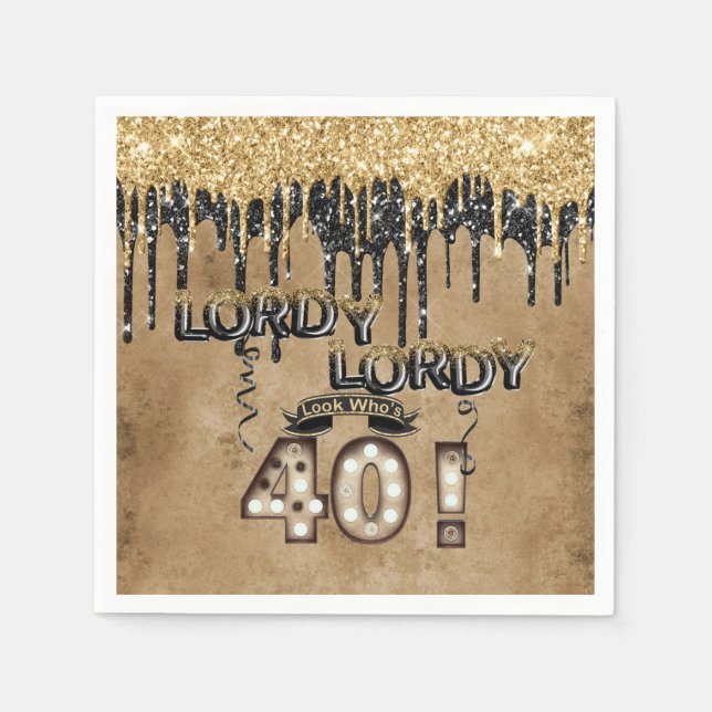 Lordy Lordy Look Who's 40 Birthday Balloons Napkins (Front)
