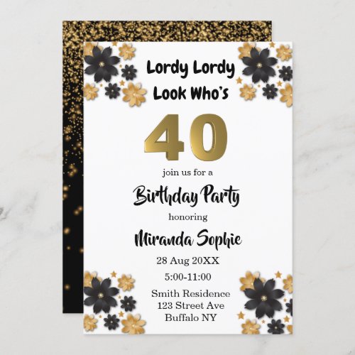 Lordy Lordy Looks Whos 40 Birthday Invitations 