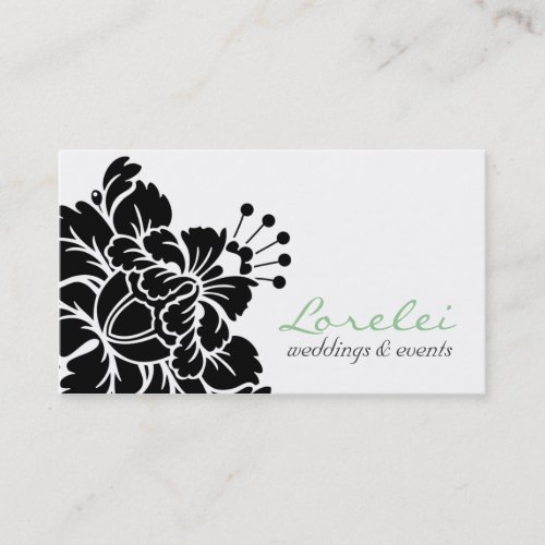 Lorelei Black Damask Flower Chic Business Card