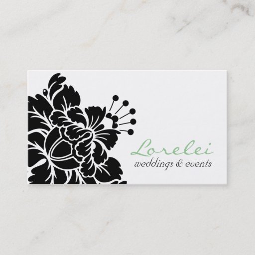 Customizable Lorelei Black Damask Flower Chic Business Card