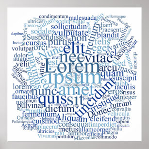 Lorem Ipsum Word Cloud - Blue version Poster