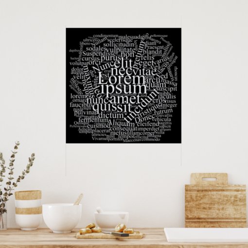 Lorem Ipsum Word Cloud - White version Poster | Zazzle