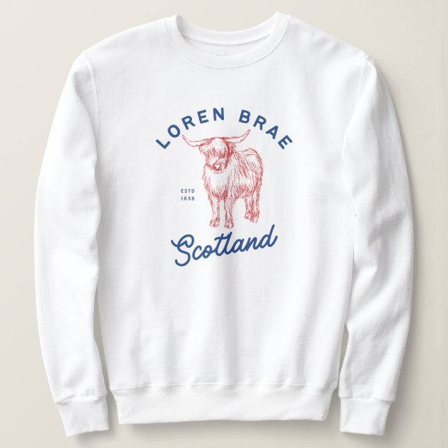 Loren Brae Scotland coo jumper Sweatshirt (Design Front)
