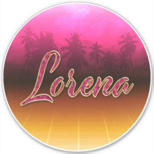 Lorena first name name golden pink sticker decals