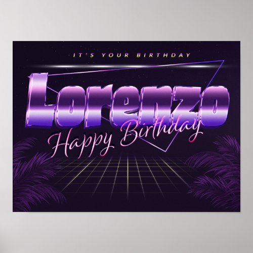 Lorenzo Name First Name pura retro poster Birthday